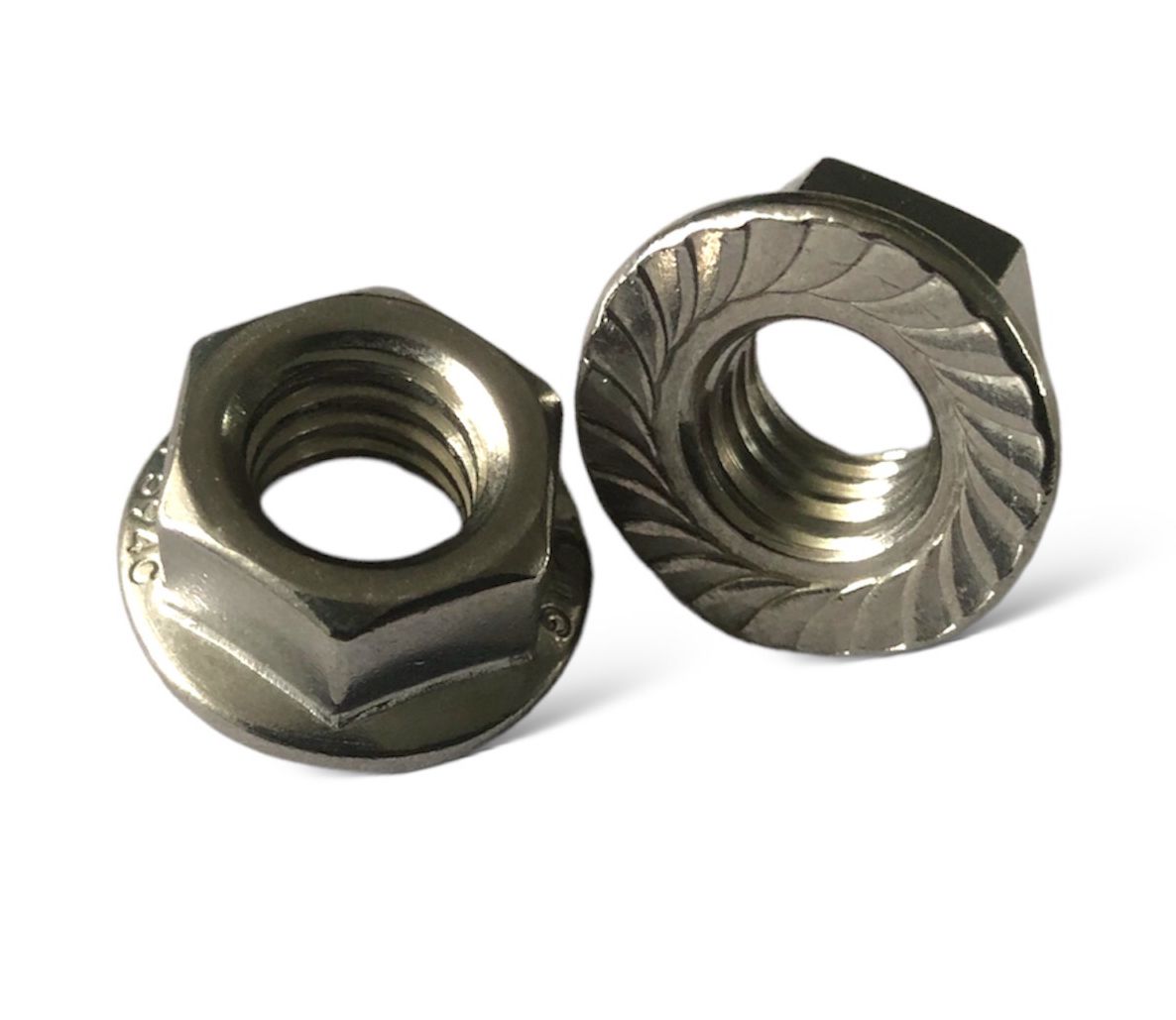 Tuerca Flange Hexagonal Aserrada de Acero Inoxidable